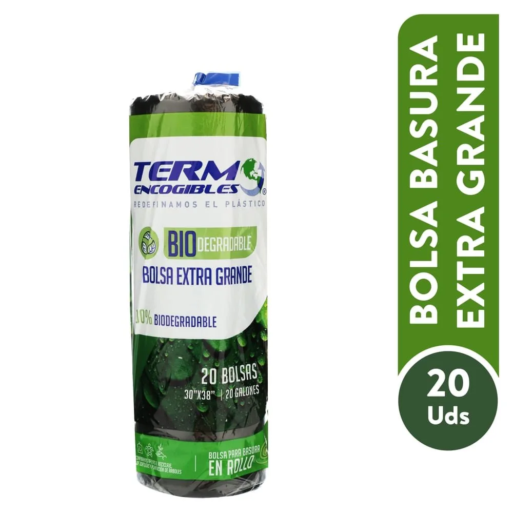 Bolsa Para Basura Biotermo Negra Extra Grande – 20 Unidades