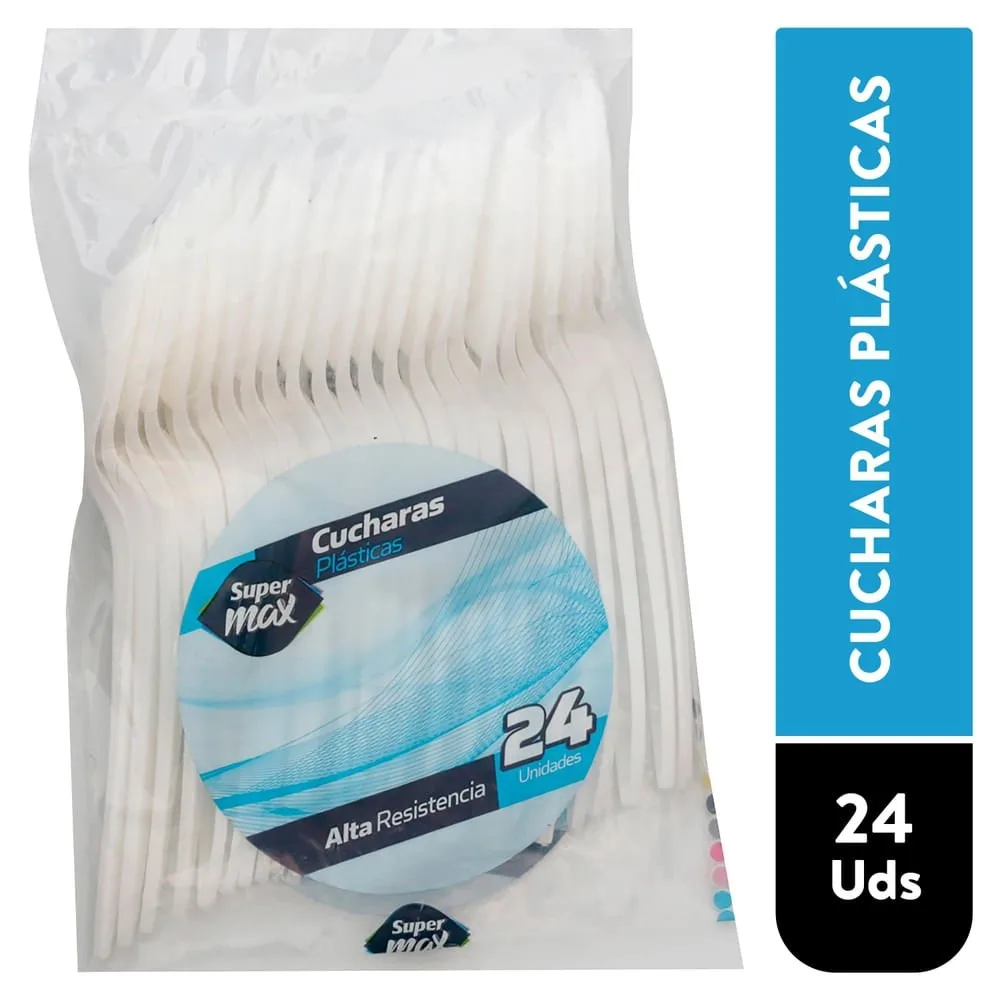Cuchara Desechable Marca Supermax Color Blanco – 24 Unidades