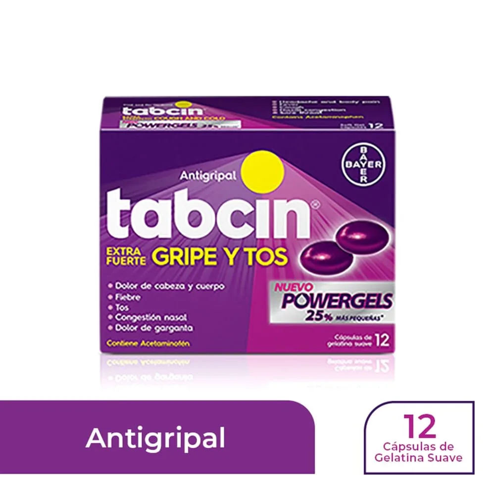 Tabcin liquid gel gripe y tos caja 12 cápsulas – Precio indicado por caja