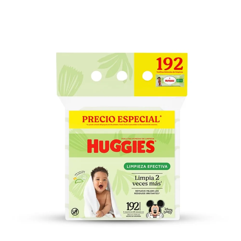 Toallas Húmedas Huggies Limpieza Efectiva – 192 Unidades